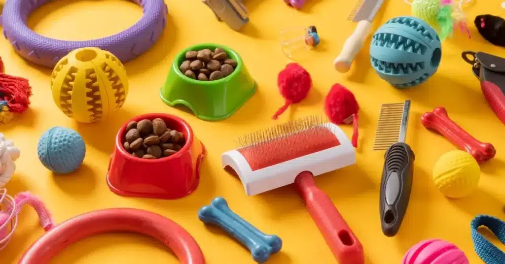 White label pet products manufacturer creates colorful pet toys and care items.